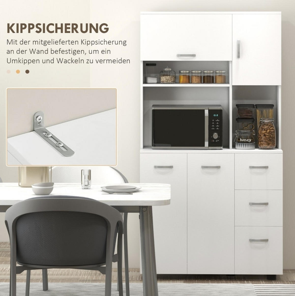 BUFFET 89/39,5/168 cm aus Holzwerkstoff mit höhenverstellbaren Einlegeböden Weiß - Weiß, Holz (89/168/39.5cm) - Modenvie