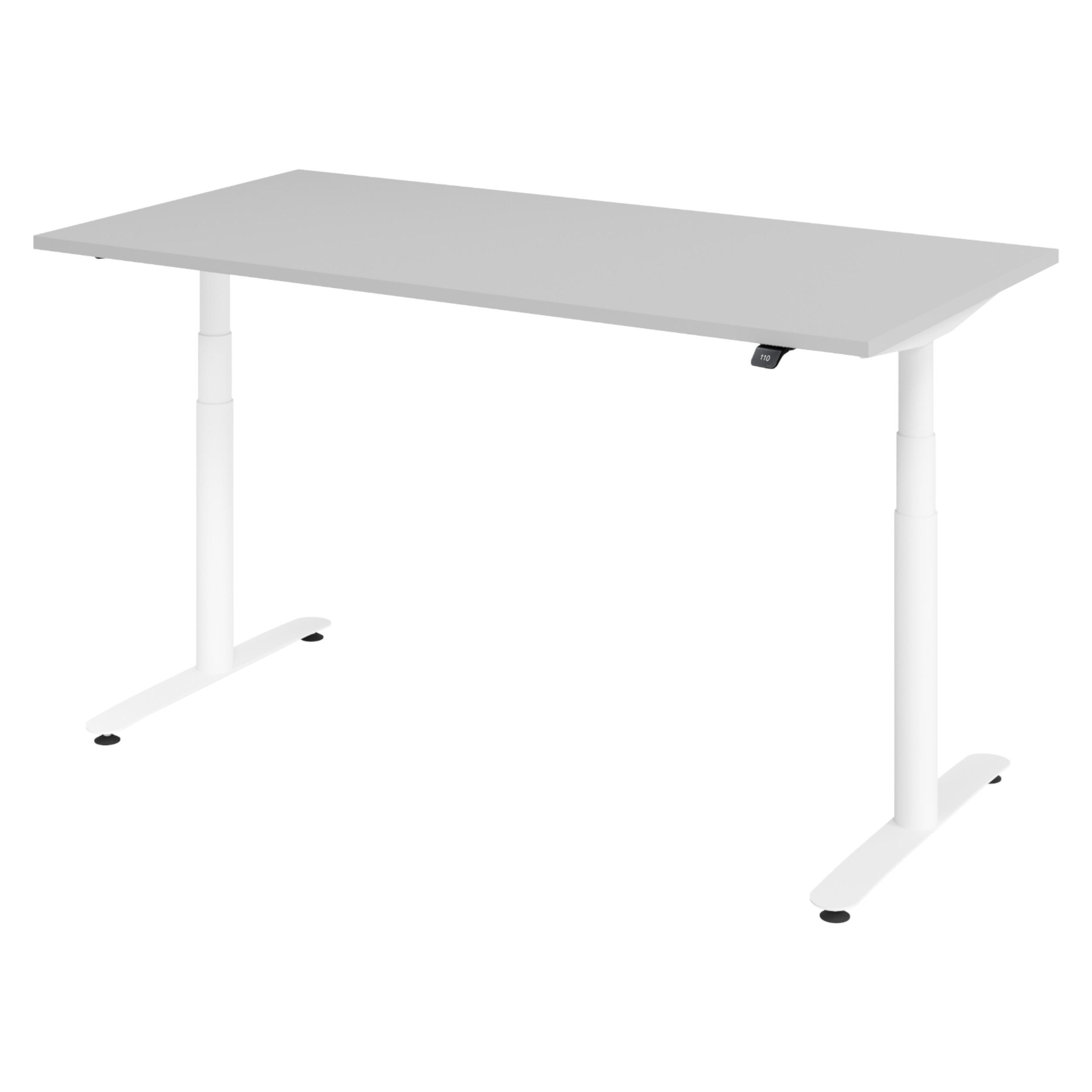 SCHREIBTISCH elektrisch Bluetooth & App XDLR 160/80/72 cm in Grau/Weiß - Weiß/Grau, Holzwerkstoff (160/80/72cm) - bümö