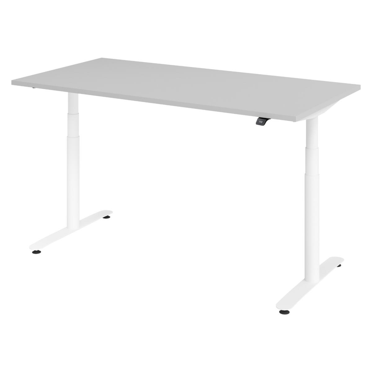 SCHREIBTISCH elektrisch Bluetooth & App XDLR 160/80/72 cm in Grau/Weiß - Weiß/Grau, Holzwerkstoff (160/80/72cm) - bümö