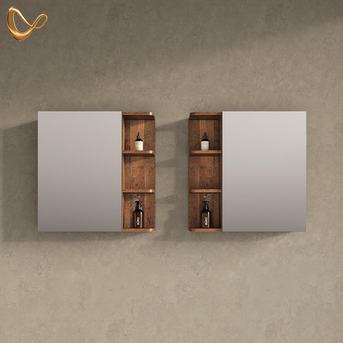 SPIEGELSCHRANK Fucino Oldstyle 62 x 64 cm - Braun, Holzwerkstoff (62/64/20.8cm) - Livinity®