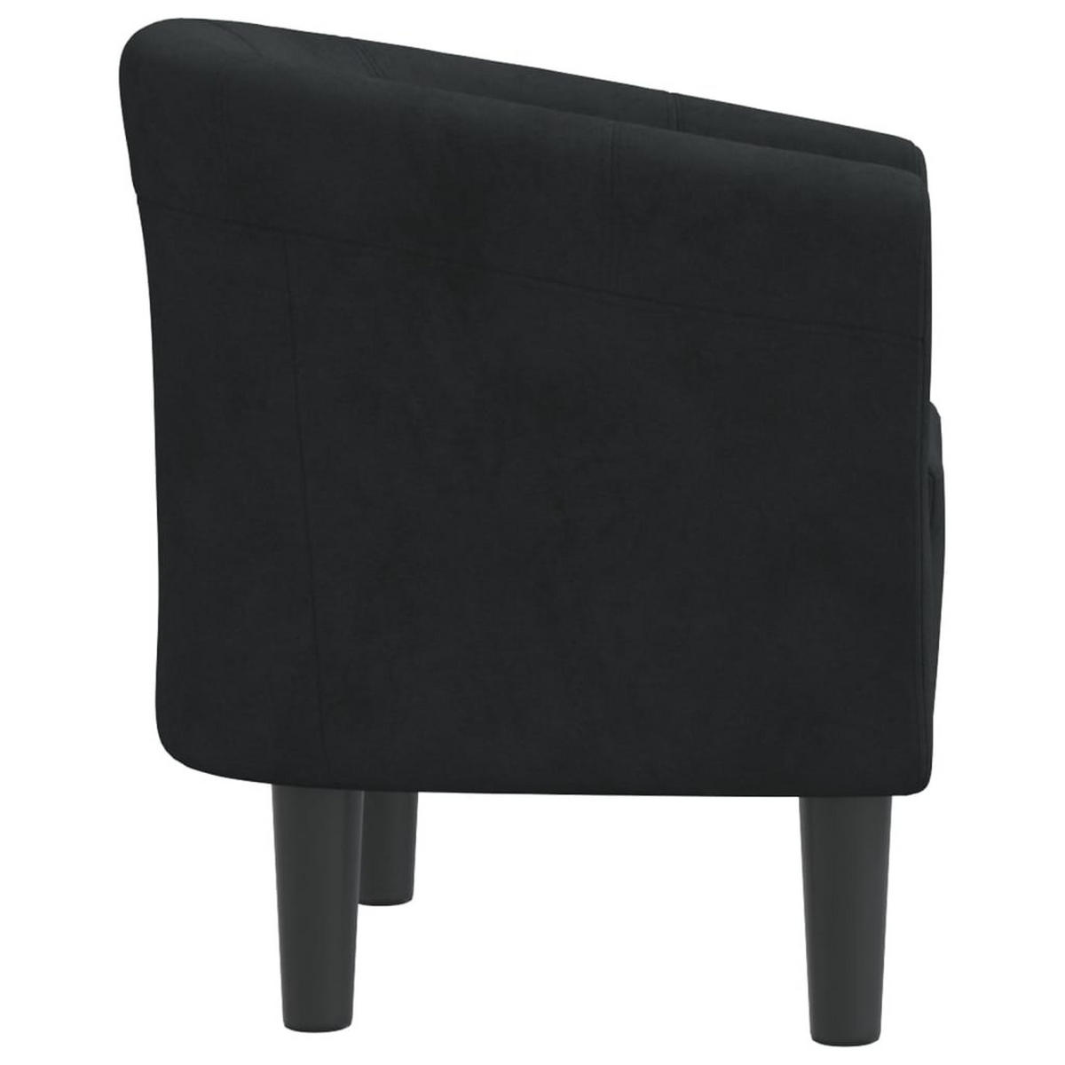 CLUBSESSEL Schwarz Samt - Schwarz, Textil (56/68/70cm) - vidaXL