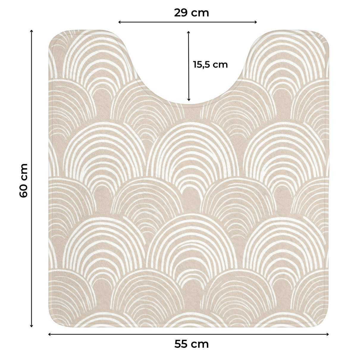 WC PŘEDLOŽKA Vlny - Textura - Béžová 55x60 cm - kašmírová, textil/plast (55/1cm) - OnlyWow