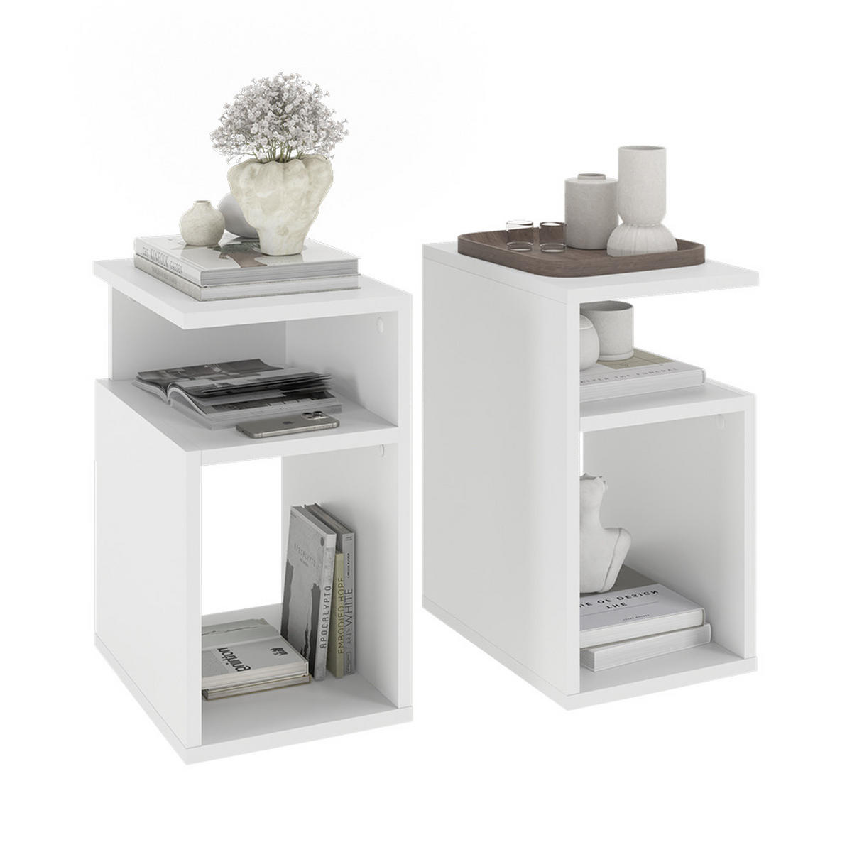 NACHTTISCH Elios Weiß 2er Set - Weiß, Holzwerkstoff (25/45.3/35cm) - Vicco