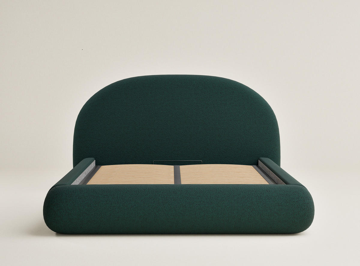 POLSTERBETT Maumere Dunkelgrün 180/200 cm im Webstoff - Dunkelgrün/Schwarz, Holz/Holzwerkstoff (180/200cm) - Maison de Reve