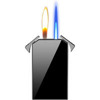 FEUERZEUG mit zwei Flammen Schwarz - Schwarz, Metall (1/3/2cm)