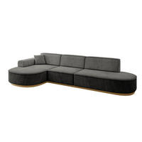 ECKSOFA Ottomane Links MARI-L2-v2 - 328x171x83 cm Dunkelgrau Velours - Dunkelgrau, Holzwerkstoff/Textil (328/171cm) - ALTDECOR