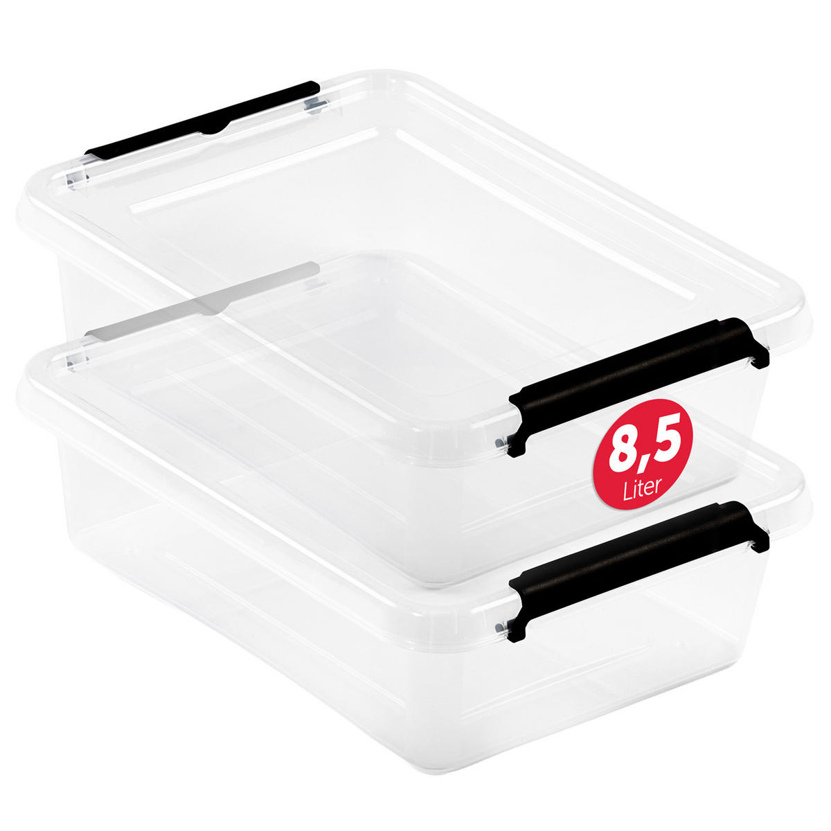 AUFBEWAHRUNGSBOXEN mit Deckel 8,5l im 2er Set - Transparent, Kunststoff (29/11.5/39cm) - BOXXivo