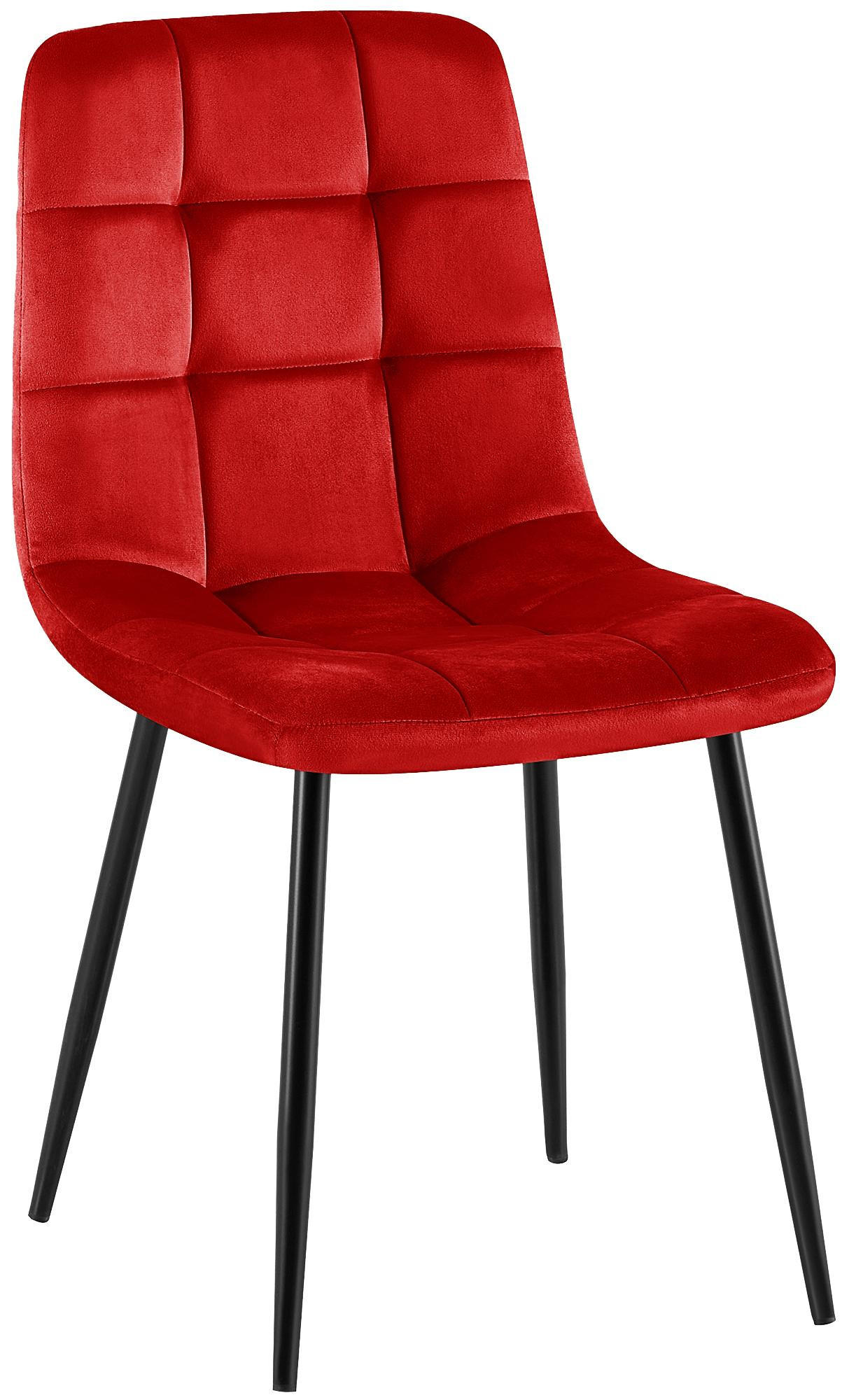 STUHL Samt Rot - Rot/Schwarz, Textil/Metall (45/84/55cm) - CLP