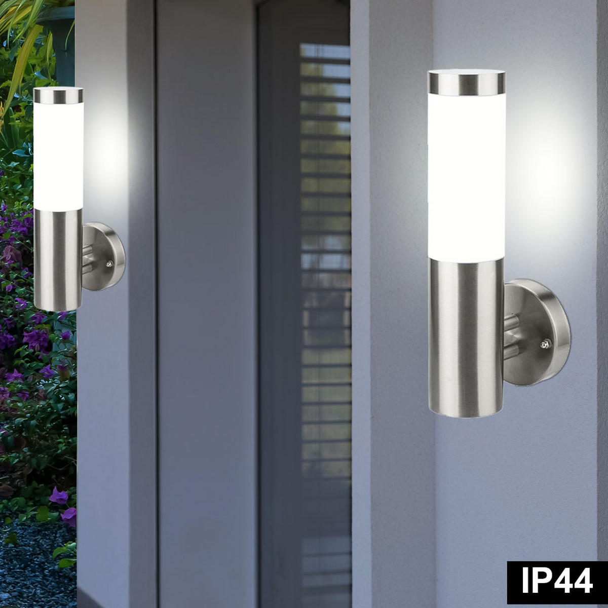 AUSSEN-WANDLEUCHTE Edelstahl Silber 2er Set - Silberfarben, Kunststoff/Metall (14/33.5/7.6cm)