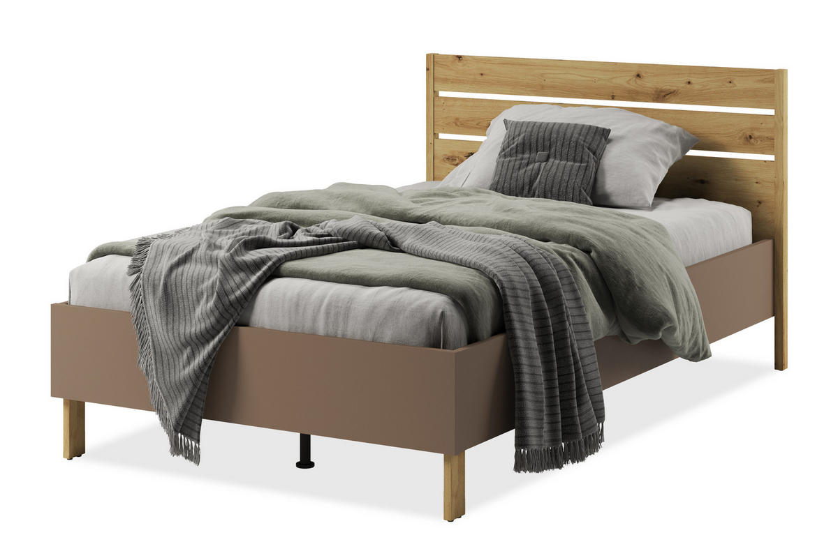 KINDERBETT TRIDA, Bett mit Gestell, braun/artisan eiche - Braun/Eiche Artisan, Holz (120/200cm) - KONSIMO®