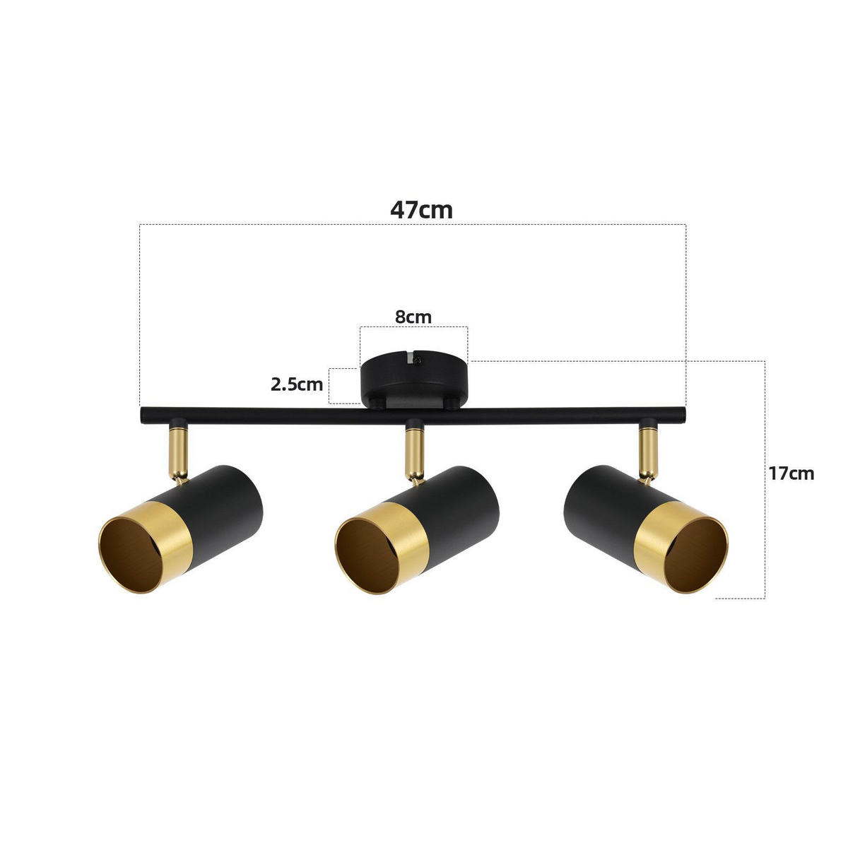 STRAHLER Schwerin 3-flammig 47/8/17 cm - Schwarz, Metall (47/8/17cm) - Nettlife