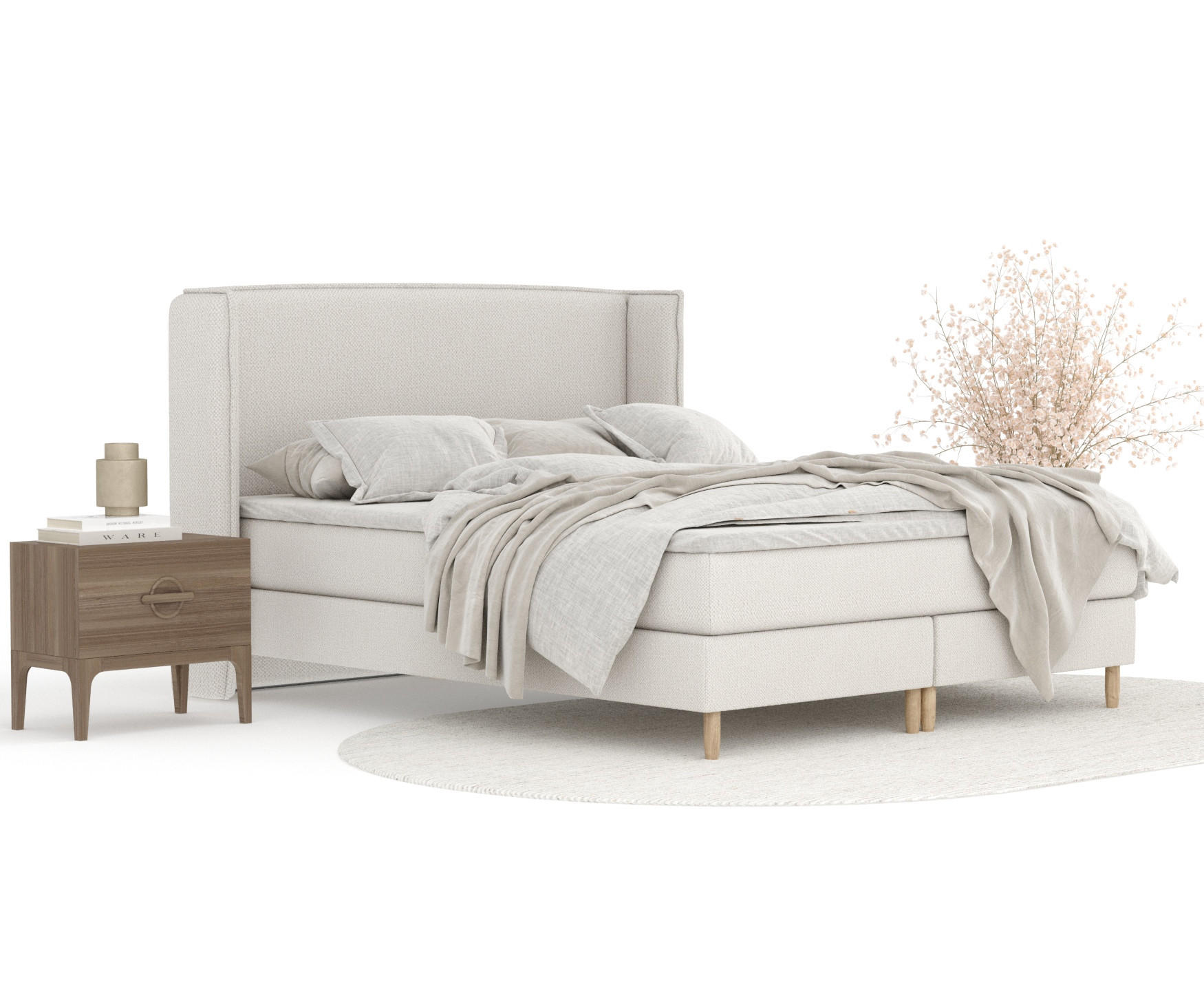 KONTINENTALBETT Ardis Beige 140/200 cm mit Matratze und Topper - Beige/Naturfarben, Holz/Holzwerkstoff (140/200cm) - Maison de Reve