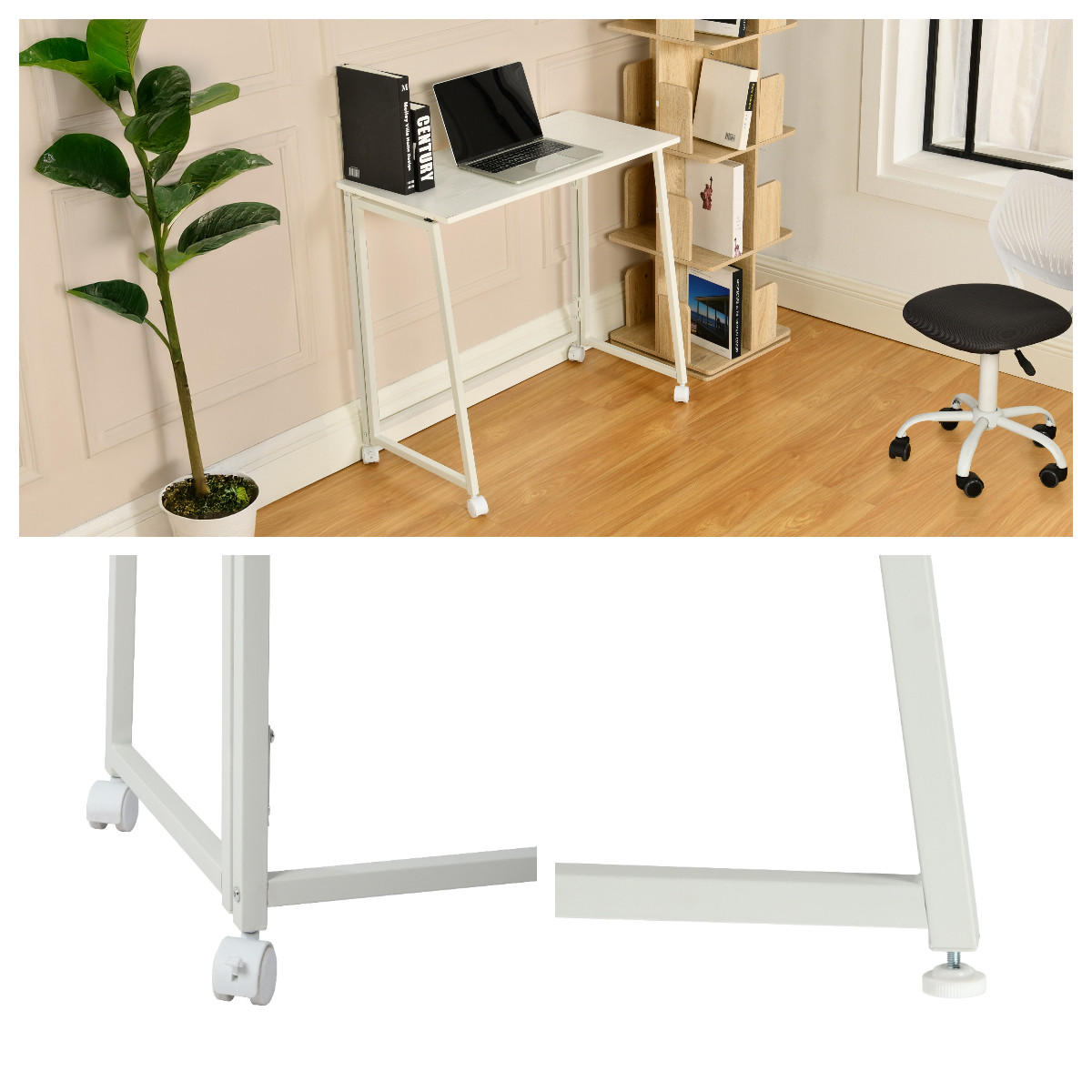 SCHREIBTISCH in Stahl - Weiß, Metall (80/40/70.5cm) - Meubles Cosy