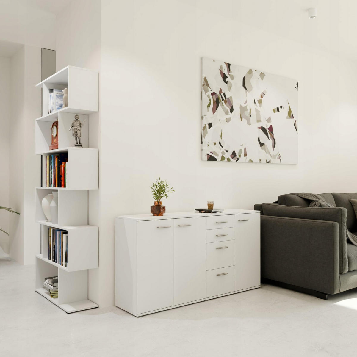 KOMMODE CR3-KD4 Weiß 137,8/34/73,5 cm - Weiß, Holzwerkstoff (137.8/73.5/34cm)