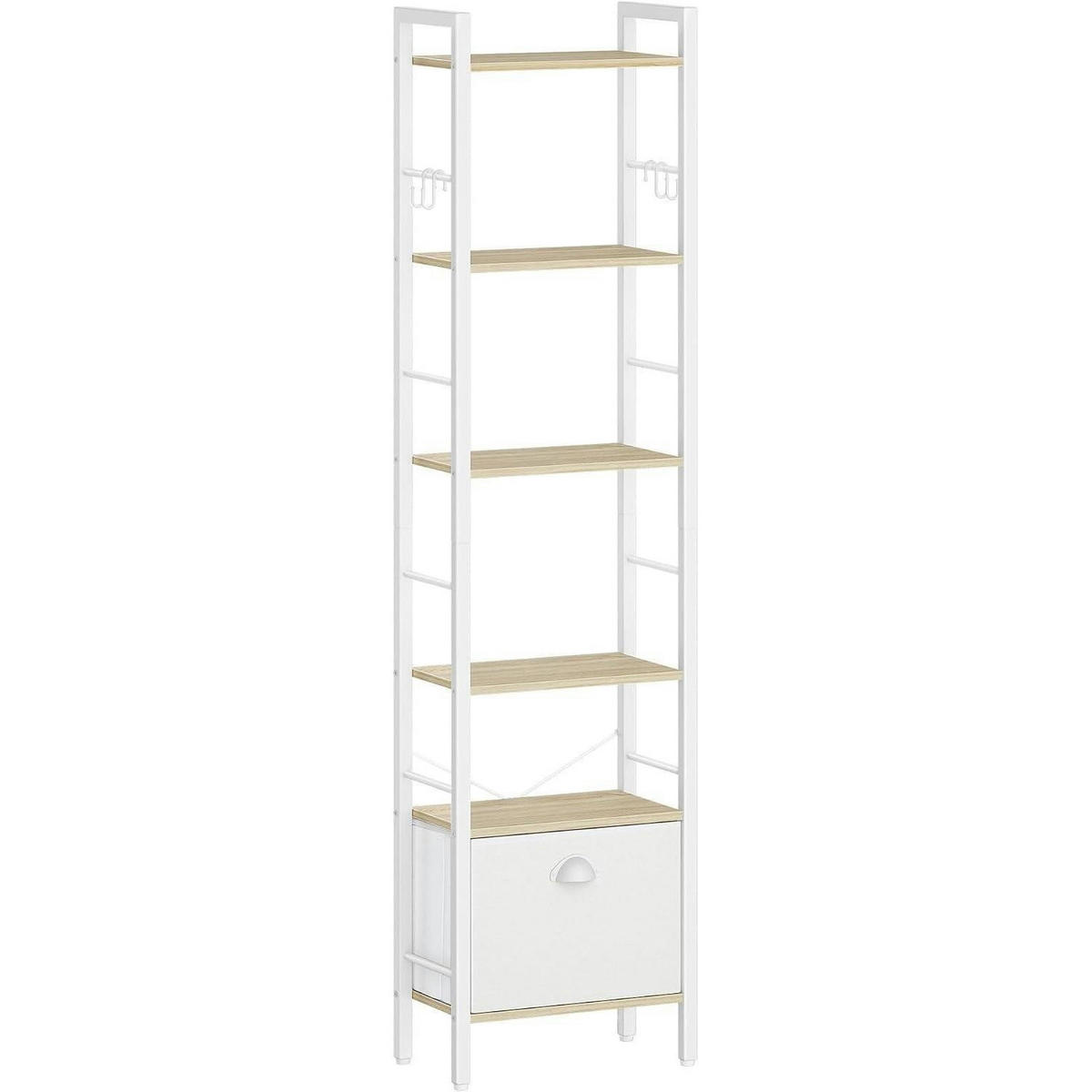 BÜCHERREGAL mit Schublade und Haken 24 x 40 x 173 cm Weißeiche - Weiß, Holzwerkstoff (40/173/24cm)