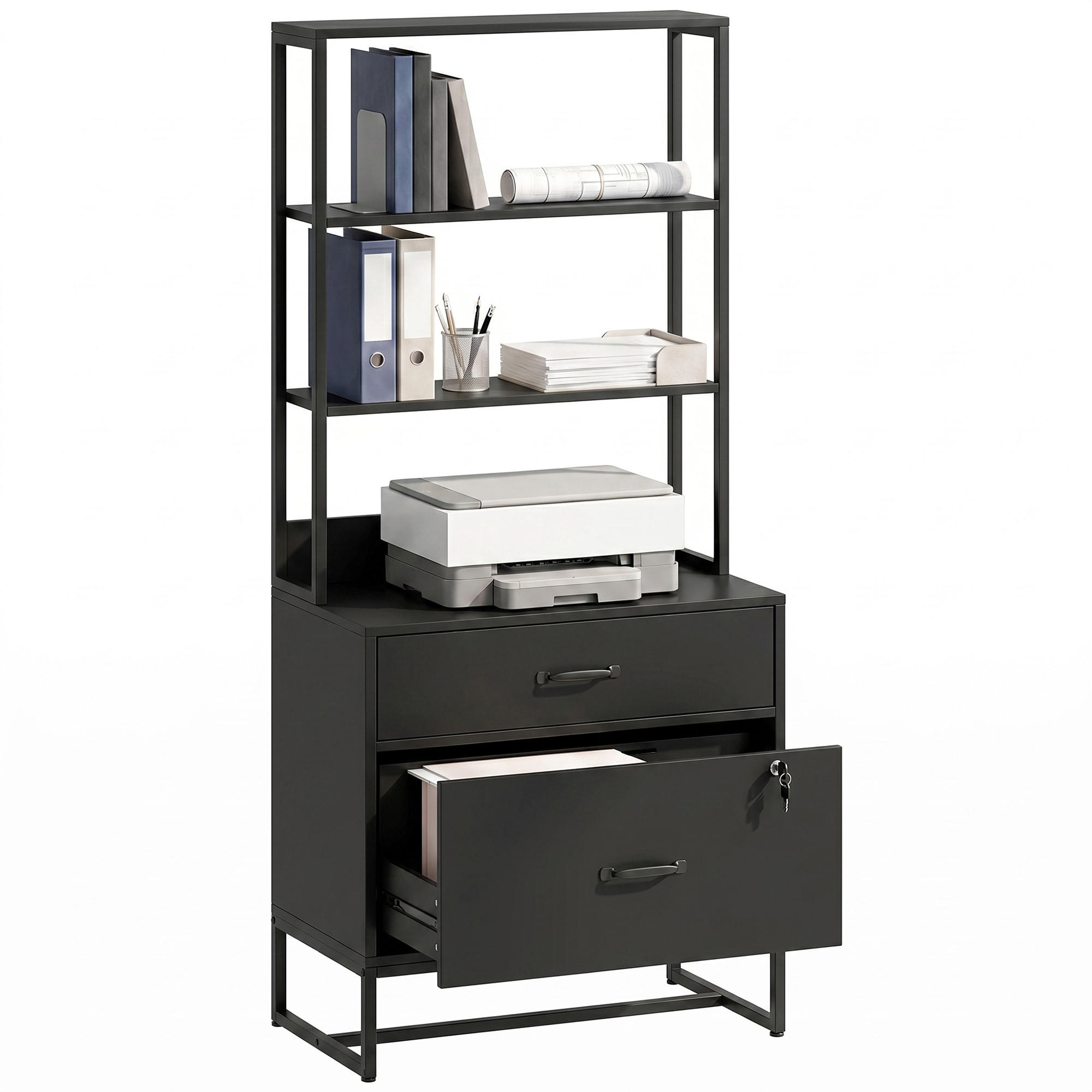 XXXLutz Aktenschrank Schwarz 40x157x70 cm