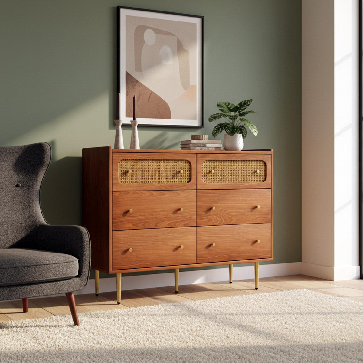 KOMMODE Braun 120/40/90CM - Braun, Holzwerkstoff/Metall (40/90/120cm) - Urban Meuble