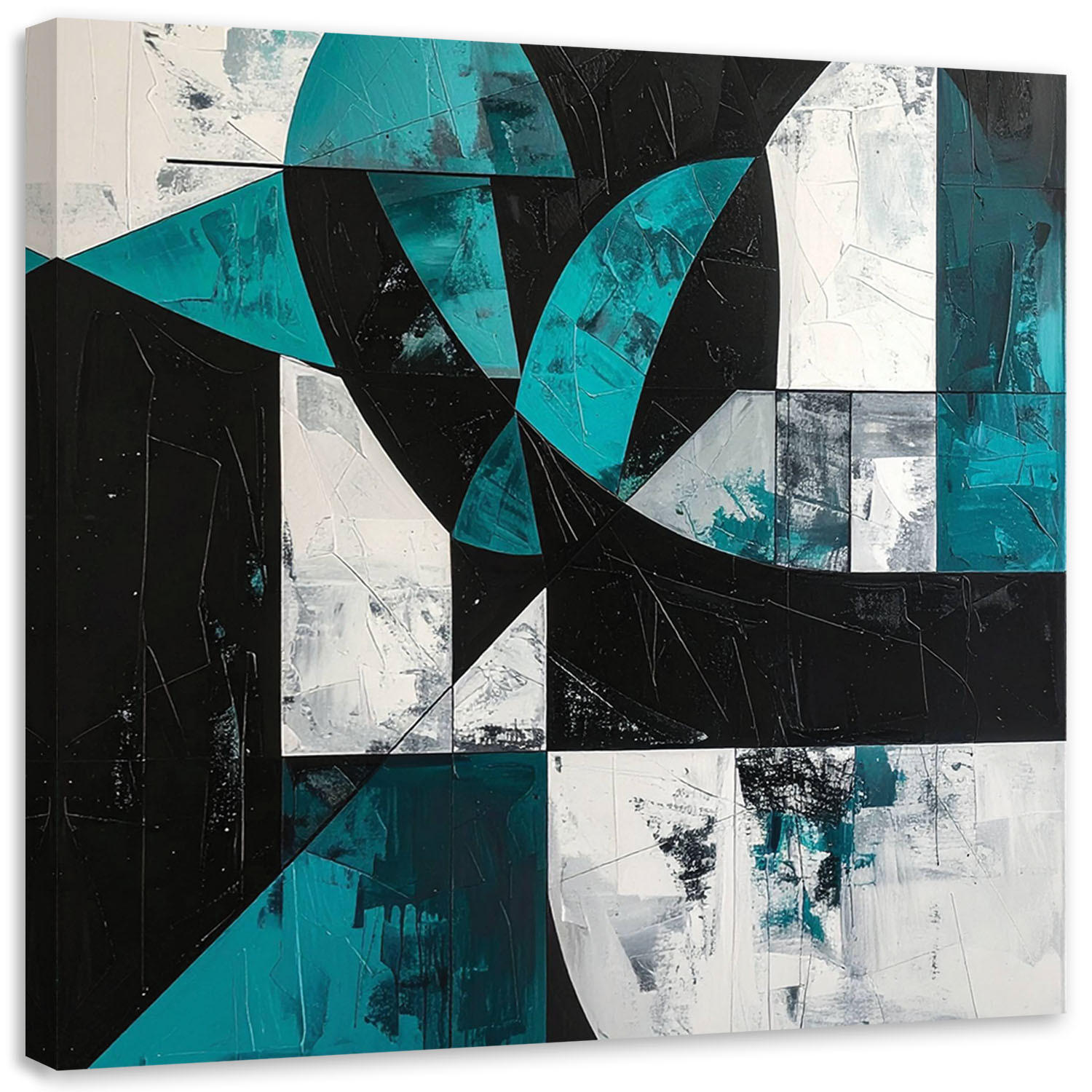 LEINWANDBILD 3D und geometrisch 40x40cm - Türkis, Textil (40/40cm) - Feeby