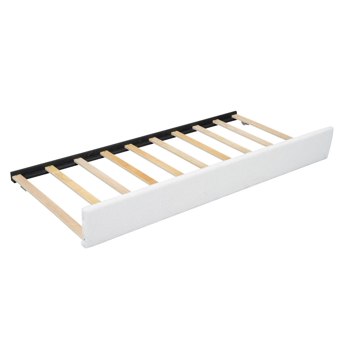 ČALÚNENÁ posteľ 90/200 cm biela z plyšu a MDF s výsuvným lôžkom - biela, textil (90/200cm) - OKWISH