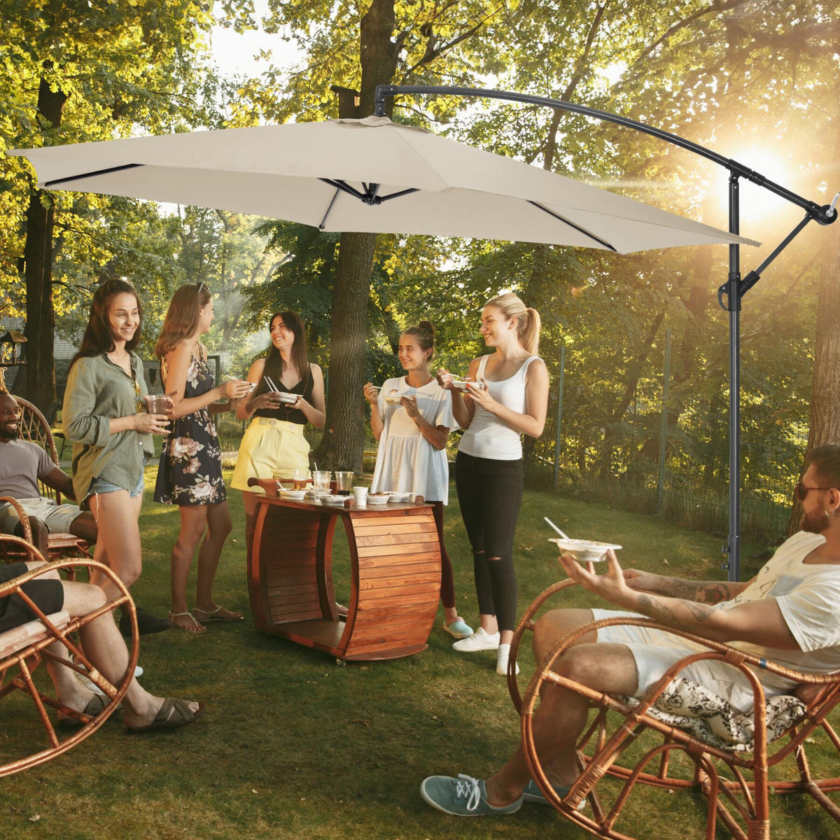 SONNENSCHIRM Ciccio, inklusive Schutzhülle, beige - Beige, Textil (350/350cm) - tectake