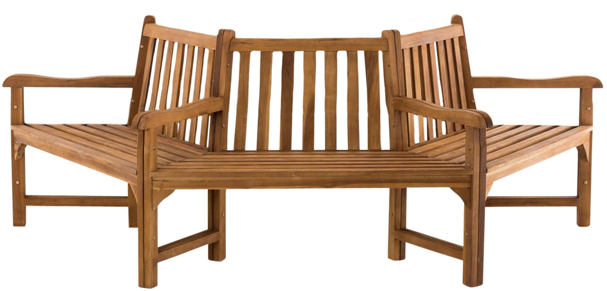 BAUMBANK Hanim Holz Teak 250x125x93cm Halbrunde Sitzbank - Teakfarben, Holz (250/93/125cm) - DELUKE