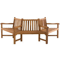 BAUMBANK Hanim Holz Teak 250x125x93cm Halbrunde Sitzbank - Teakfarben, Holz (250/93/125cm) - DELUKE