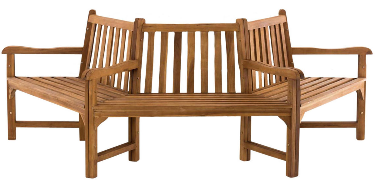 BAUMBANK Hanim Holz Teak 250x125x93cm Halbrunde Sitzbank - Teakfarben, Holz (250/93/125cm) - DELUKE