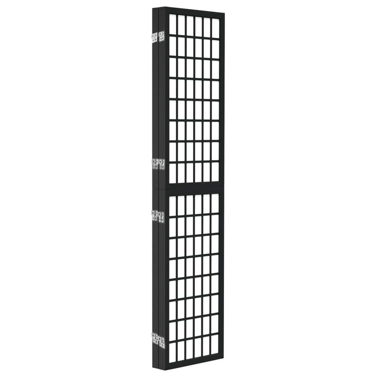 PARAVENT 4-teilig Japanischer Stil Faltbar 160/170 Cm Schwarz - Schwarz, Holz (160/170/0.1cm) - vidaXL