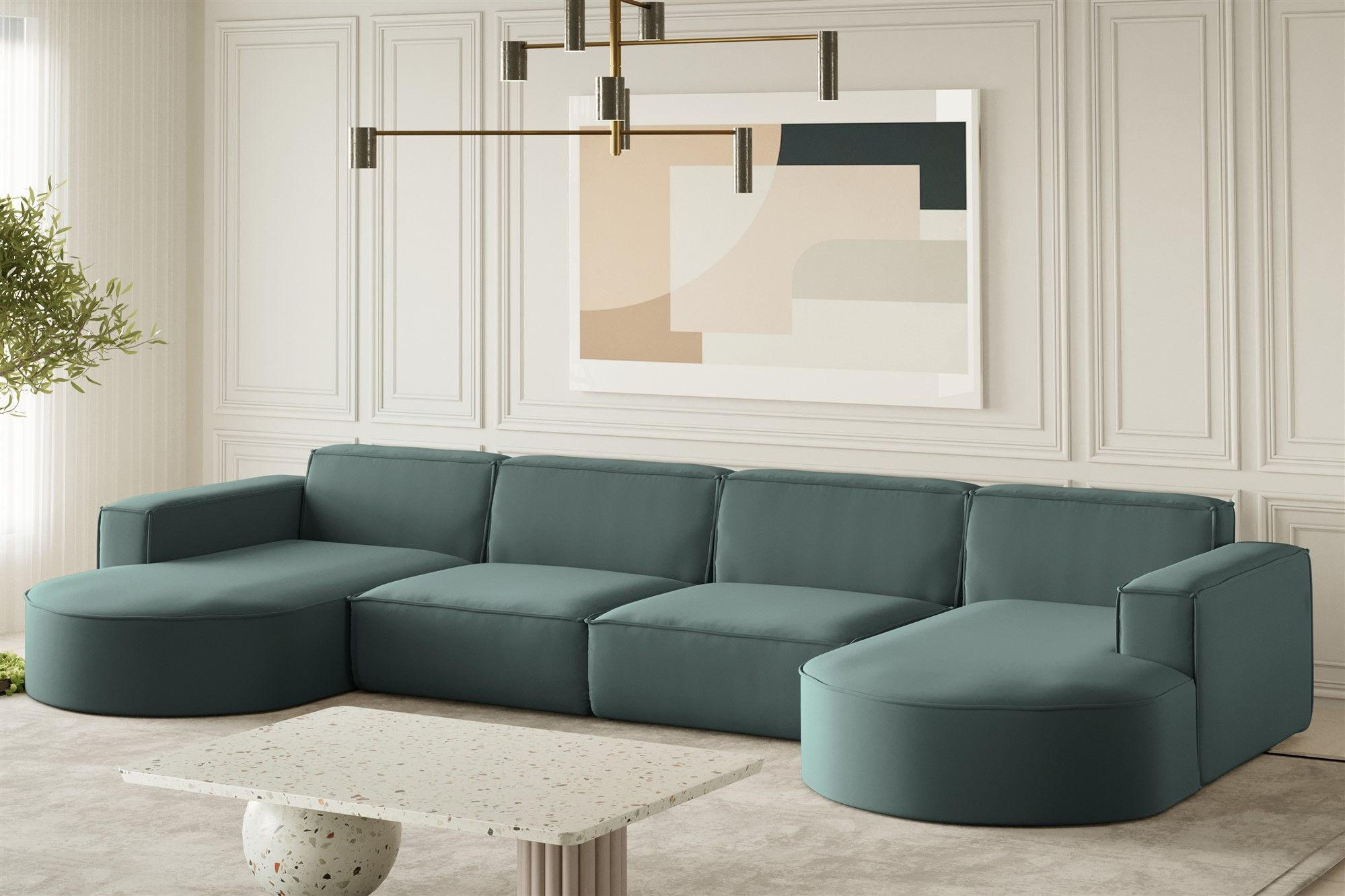 WOHNLANDSCHAFT Palma Xl In Opera - Smaragdgrün, Holzwerkstoff/Textil (382/78/165cm) - Fun Möbel