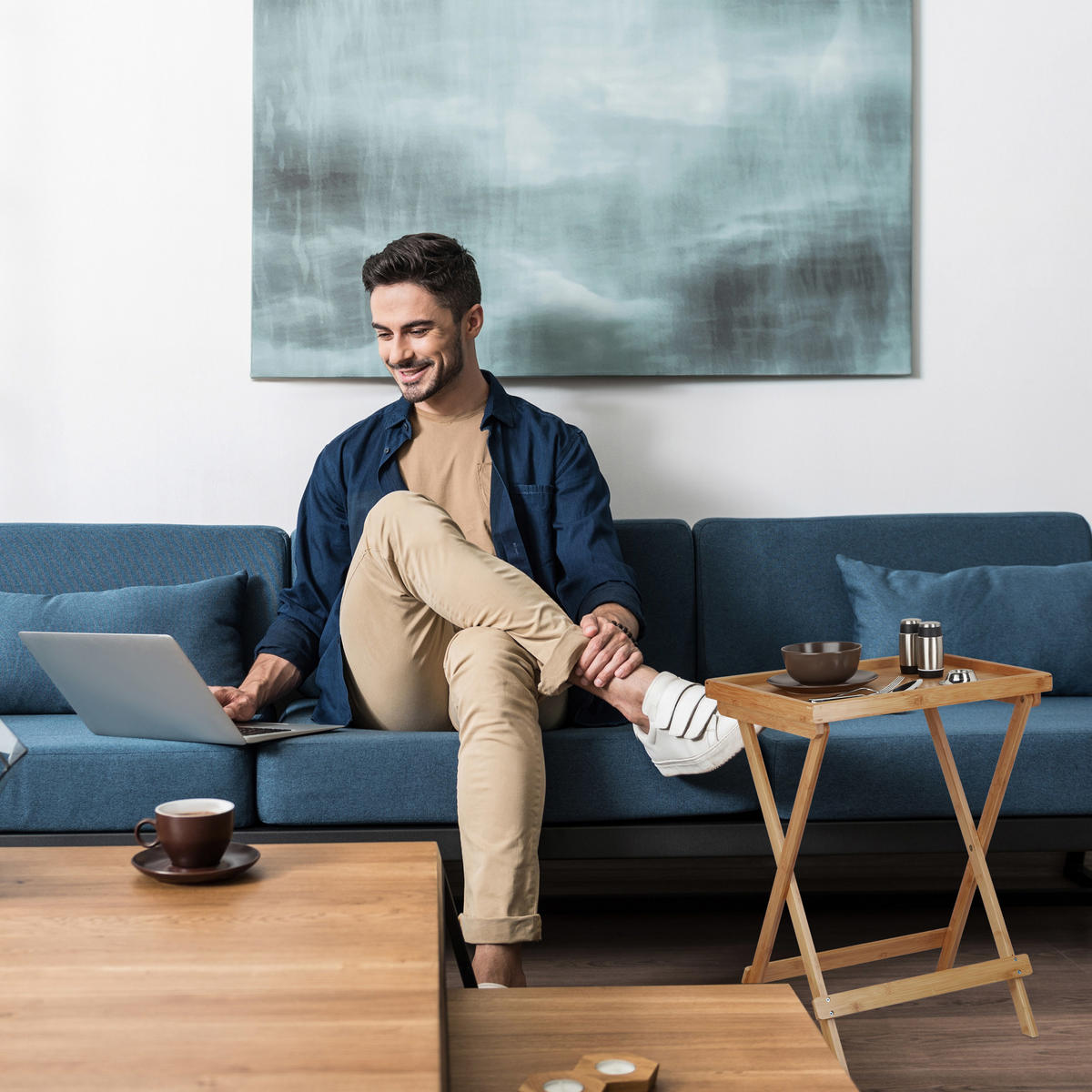 TABLETTTISCH - Hellbraun, Holz (38.5/50/66cm) - Relaxdays