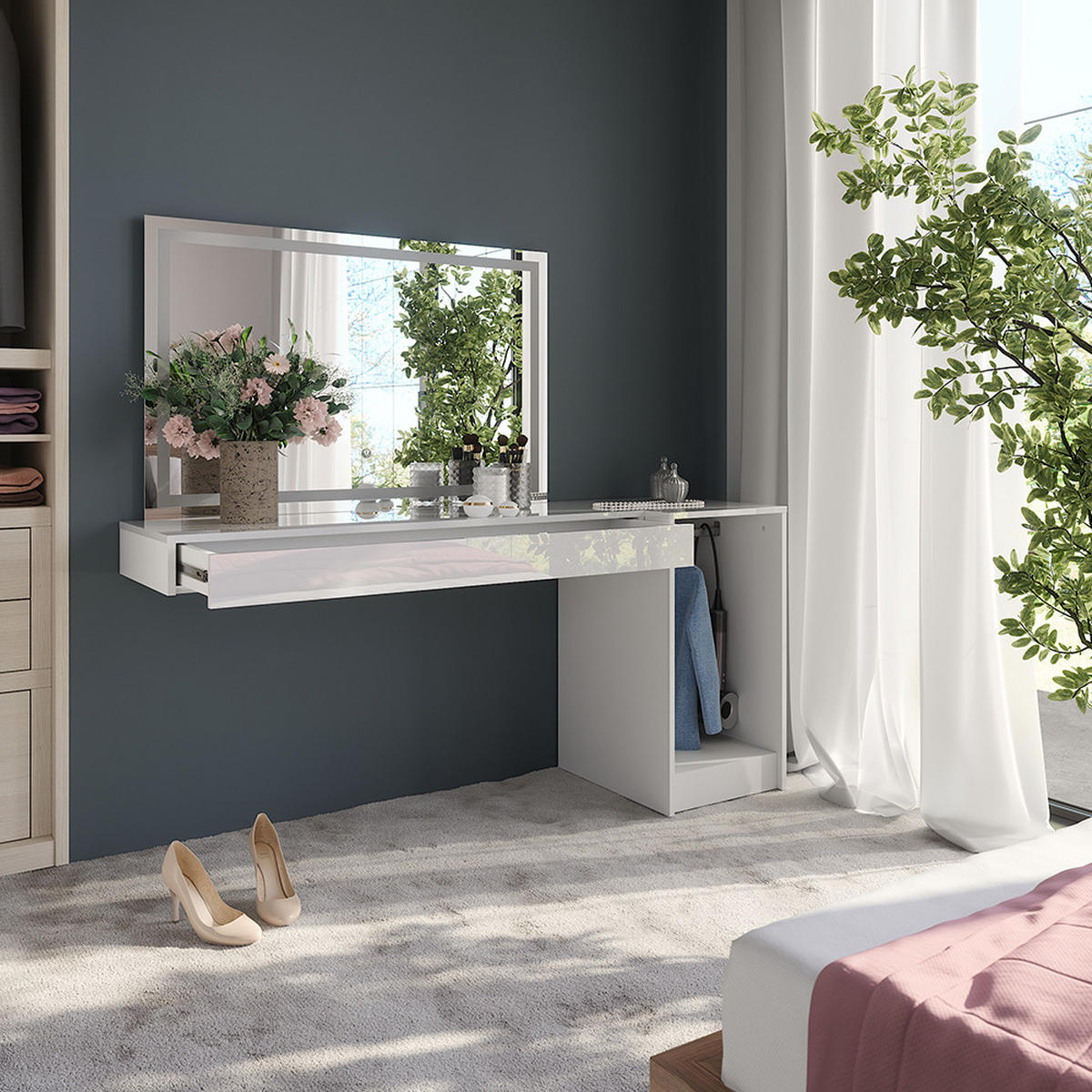 TOALETNÍ STOLEK Sherry Bílá - bílá, kompozitní dřevo (120/12/40.1cm) - Vicco