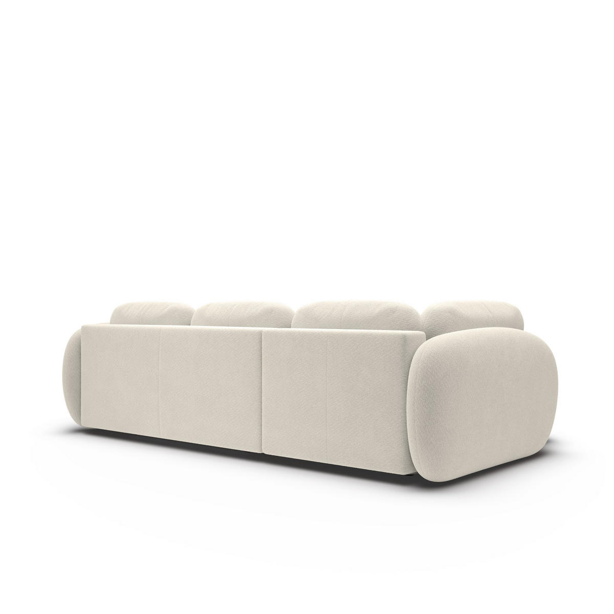 ECKSOFA AMICO II L-S Creme Geflochtener Stoff mit Schlaffunktion - Creme, Holz (289/190cm) - MASSENO