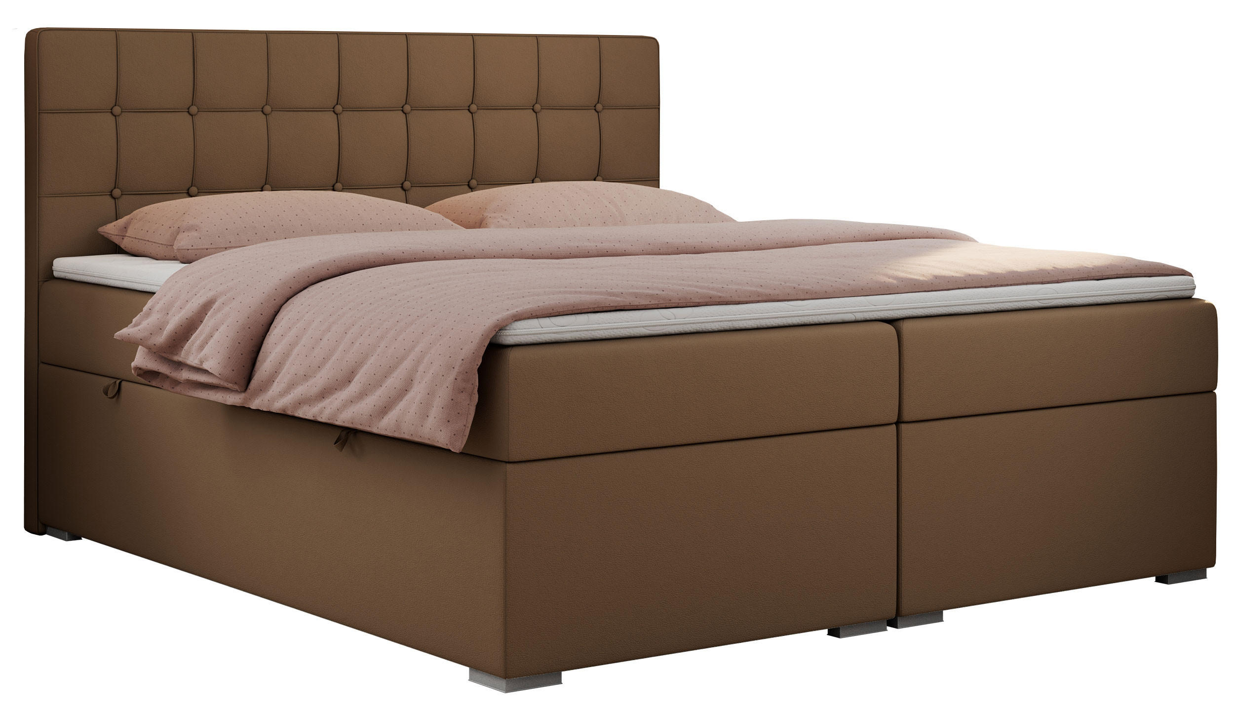 BOXBETT CARMEN 200/200 Braun Kunstleder - H3 - Braun, Holz/Textil (200/200cm) - MKS