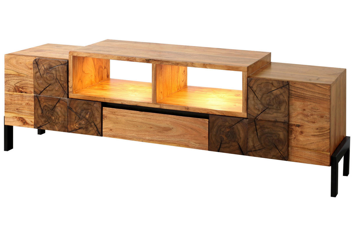LOWBOARD LAURETTE - Beige/Naturfarben, Akazienholz/Holz (40/55/180cm) - SAM
