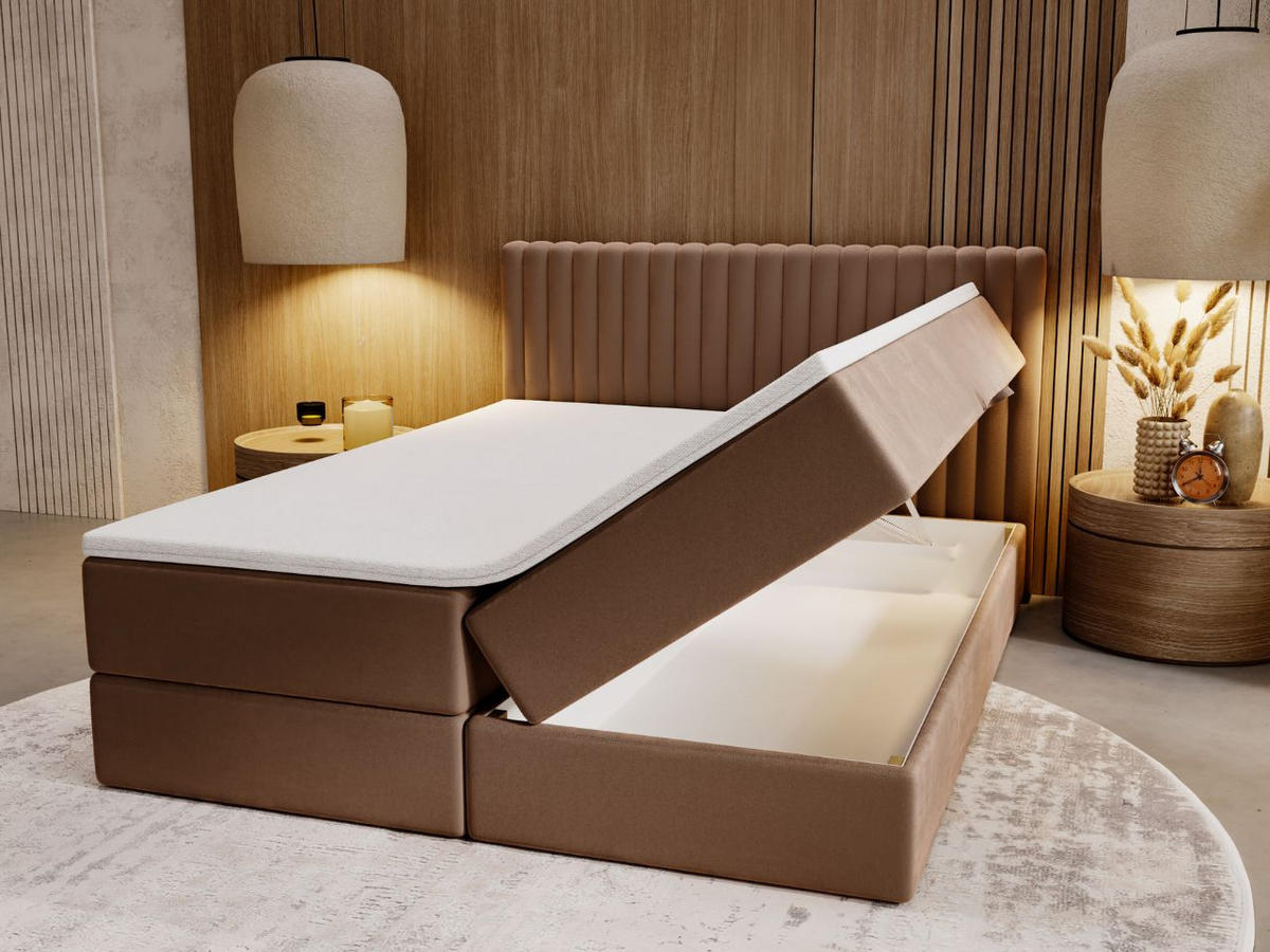 BOXBETT Marbella 200x200 Braun - Braun, Holz/Textil (200/200cm) - Graingold