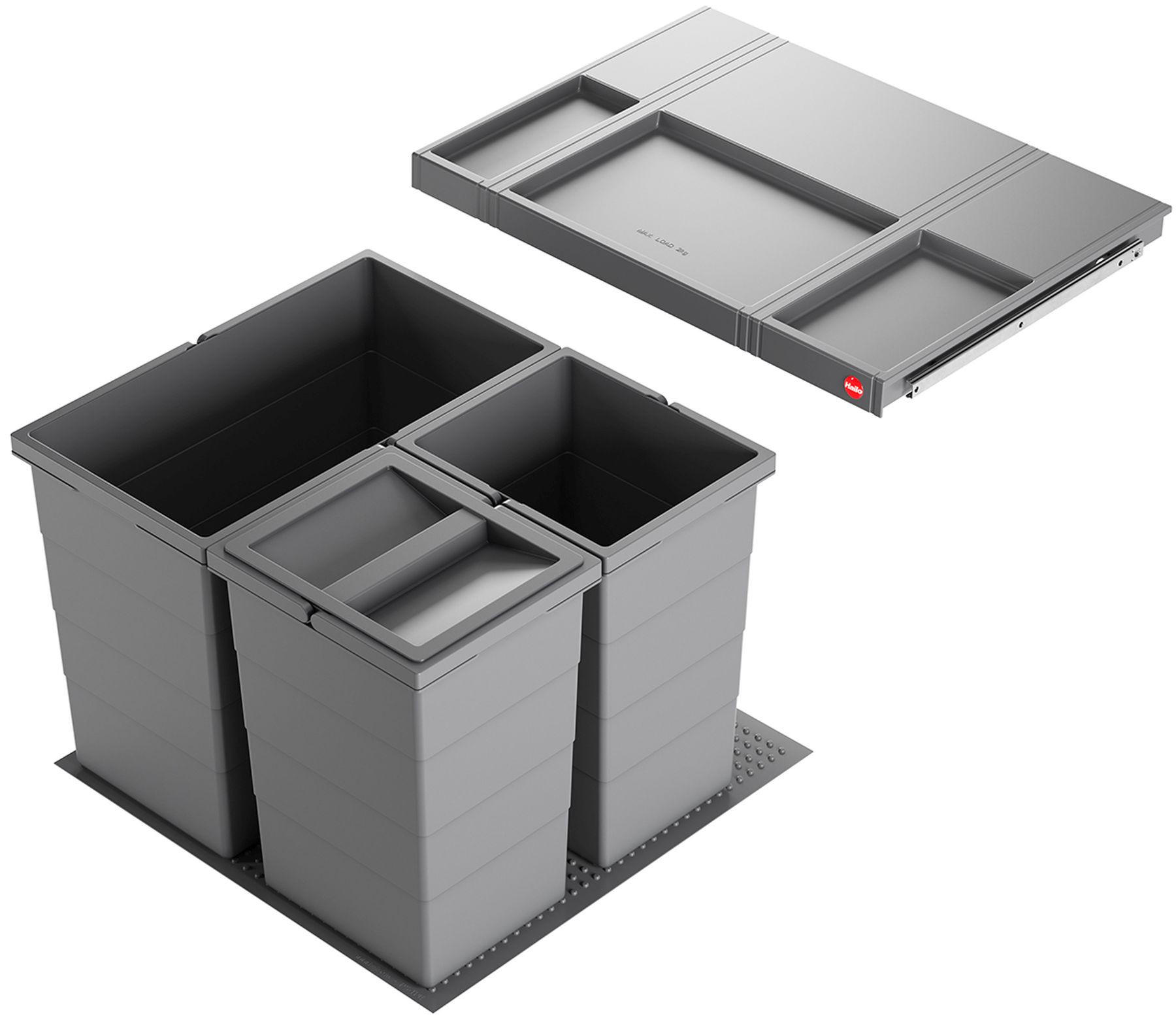 HAILO Allegro System Mülleimer Küche Einbau 60cm Schublade Mülltrennung Abfall - Grau, Kunststoff (47.6/39.7/47.3cm) - Hailo