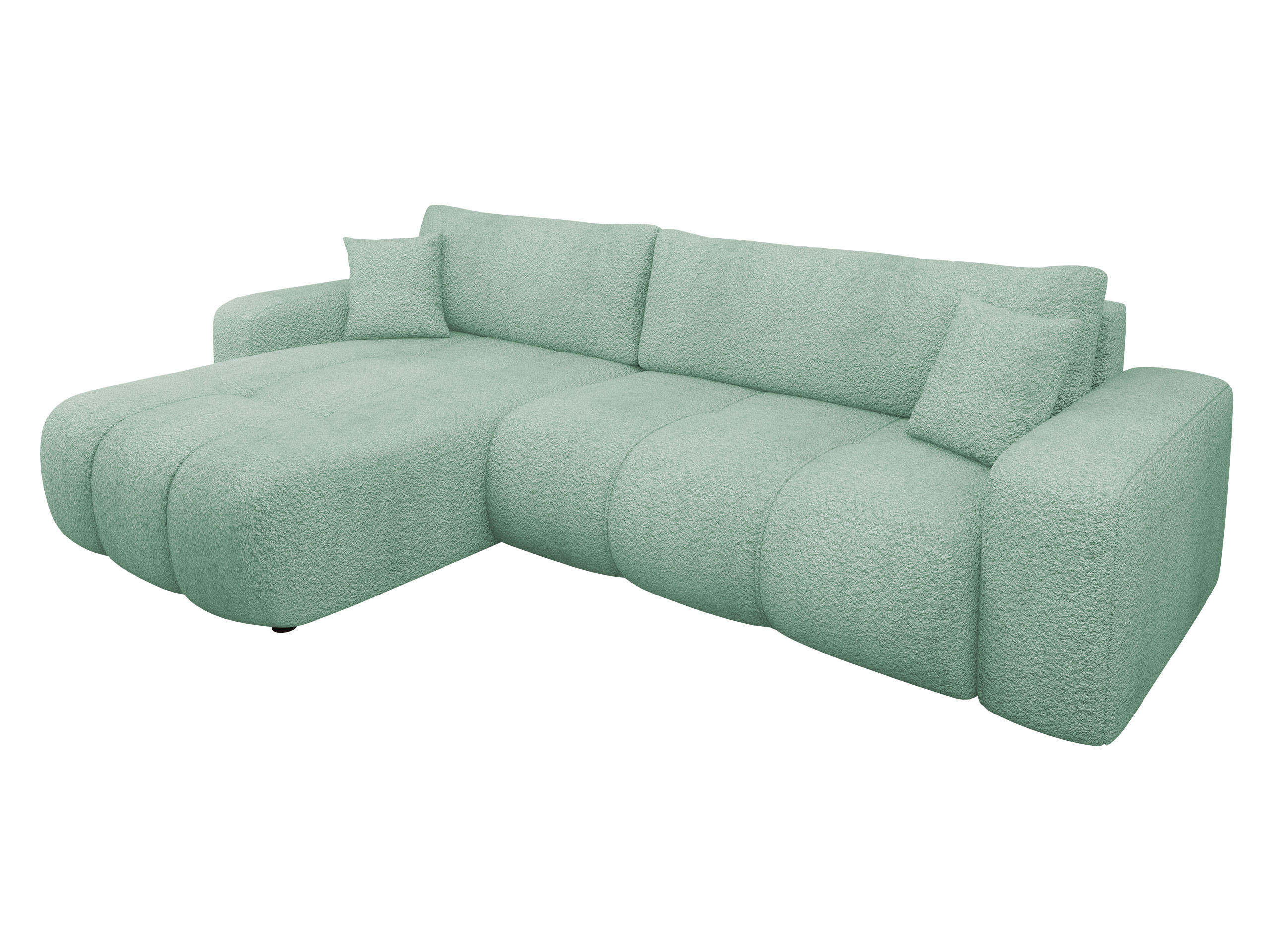 ECKSOFA Furyn Maxi Boucle - Schwarz/Mintgrün, Holzwerkstoff/Kunststoff (274/145cm) - MIRJAN24