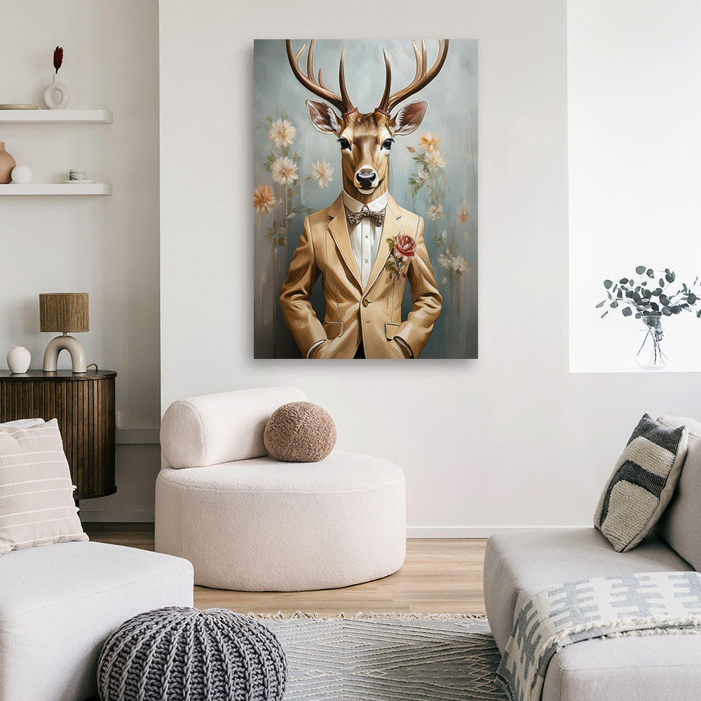 WANDBILD eleganter hirsch abstrakter boho - Grau, Textil (40/60cm) - Feeby