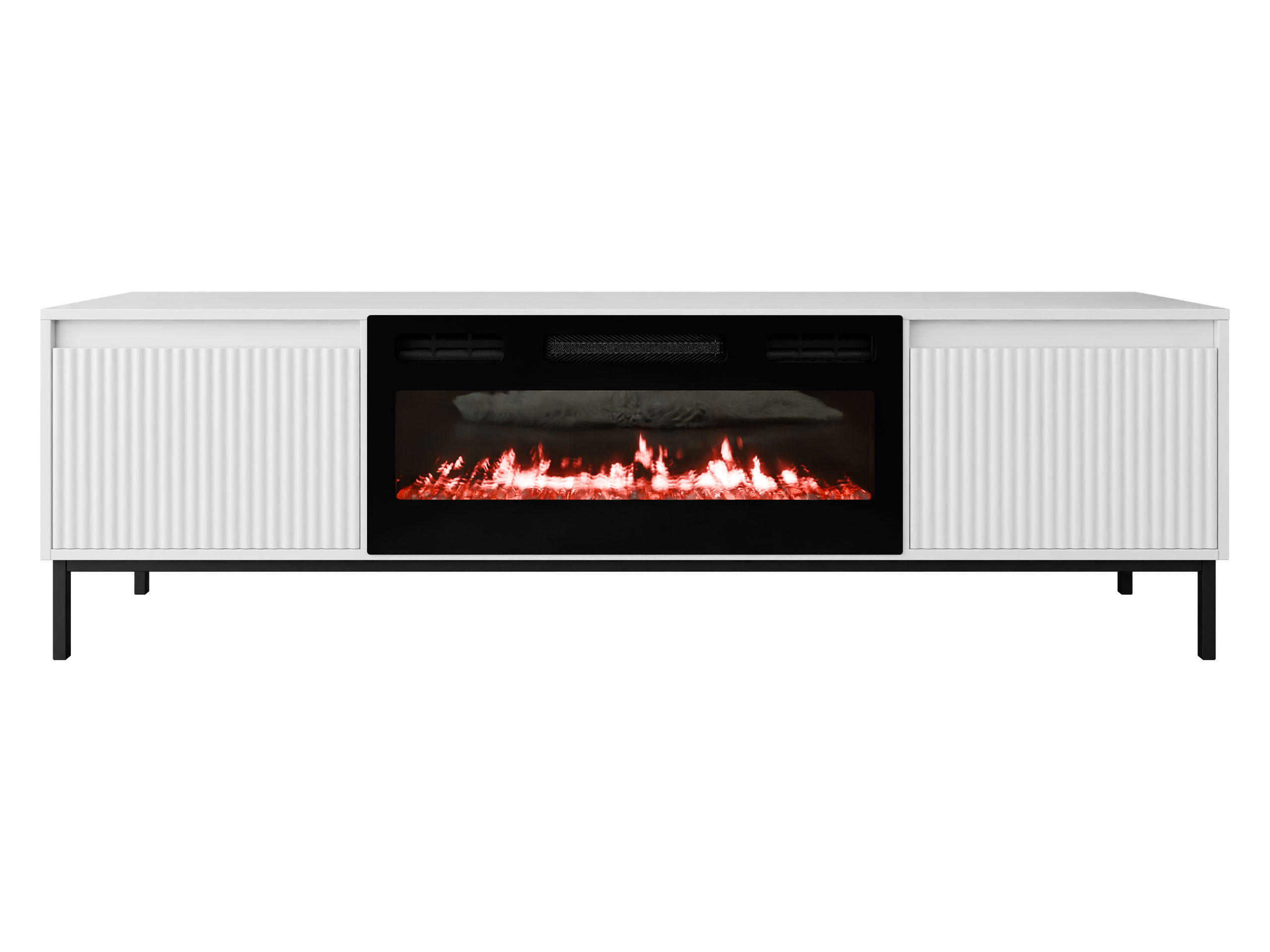 TV-LOWBOARD Ozmi 2K EF mit Kamin - Schwarz/Weiß, Holzwerkstoff/Metall (174/52/40cm) - MIRJAN24