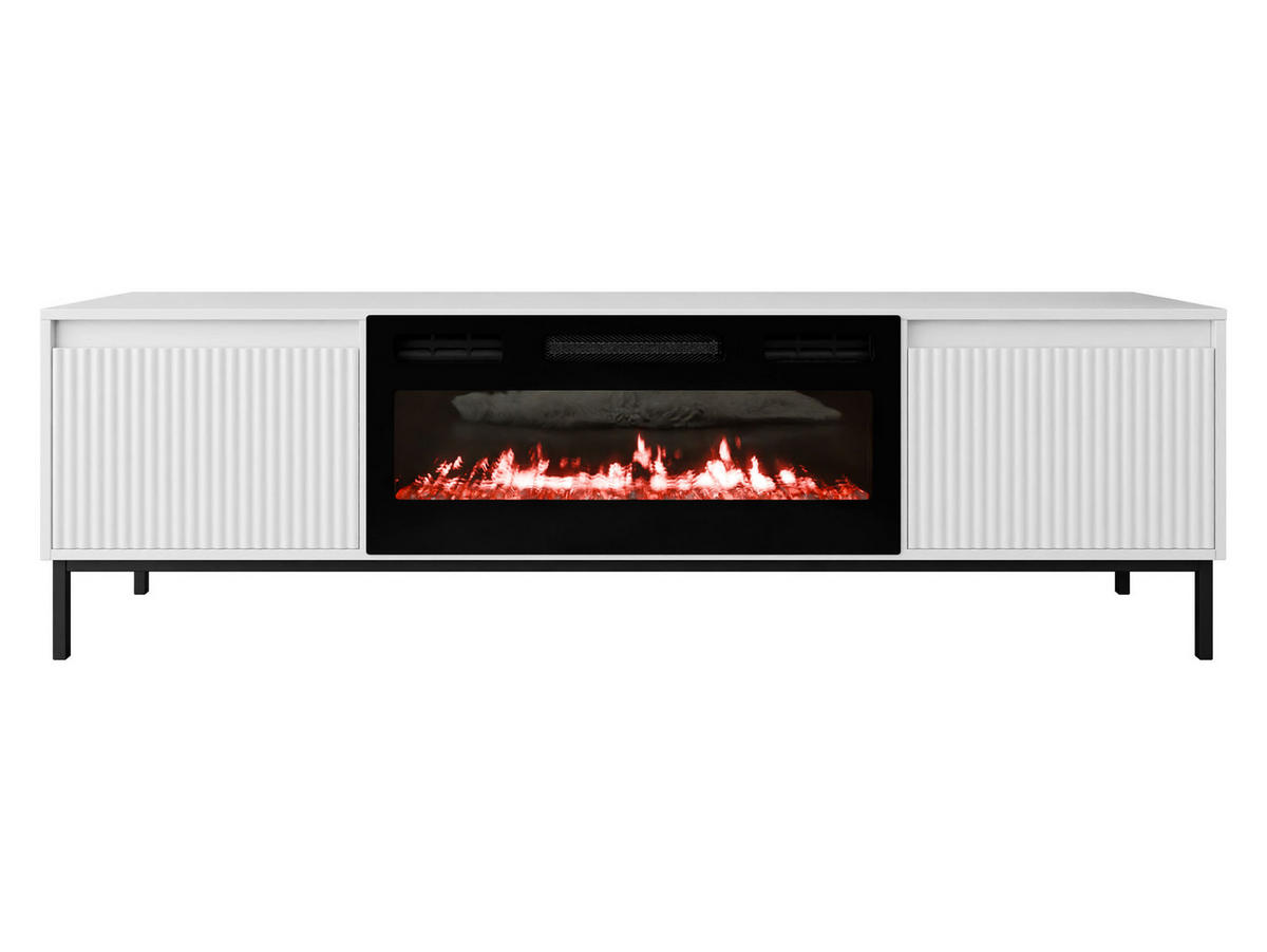 TV-LOWBOARD Ozmi 2K EF mit Kamin - Schwarz/Weiß, Holzwerkstoff/Metall (174/52/40cm) - MIRJAN24