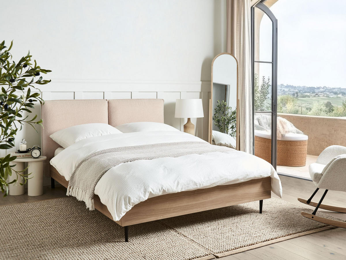 BETT mit Lattenrost 140x200 cm Beige Limanton - Beige, Textil (140/200cm) - Beliani