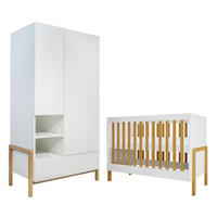 BABYZIMMER 2-teilig Weiß und Holz - Weiß, Holzwerkstoff (66/89/130cm) - Petits-meubles