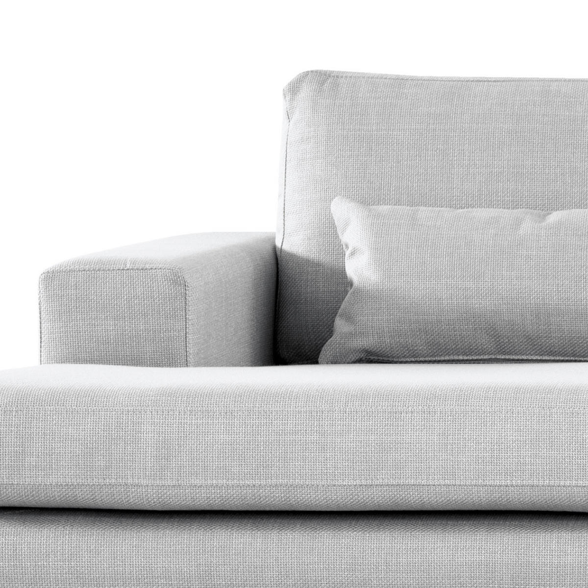 WOHNLANDSCHAFT mit Longchair - Eichefarben/Hellgrau, Eichenholz/Textil (371/81/219cm) - home24