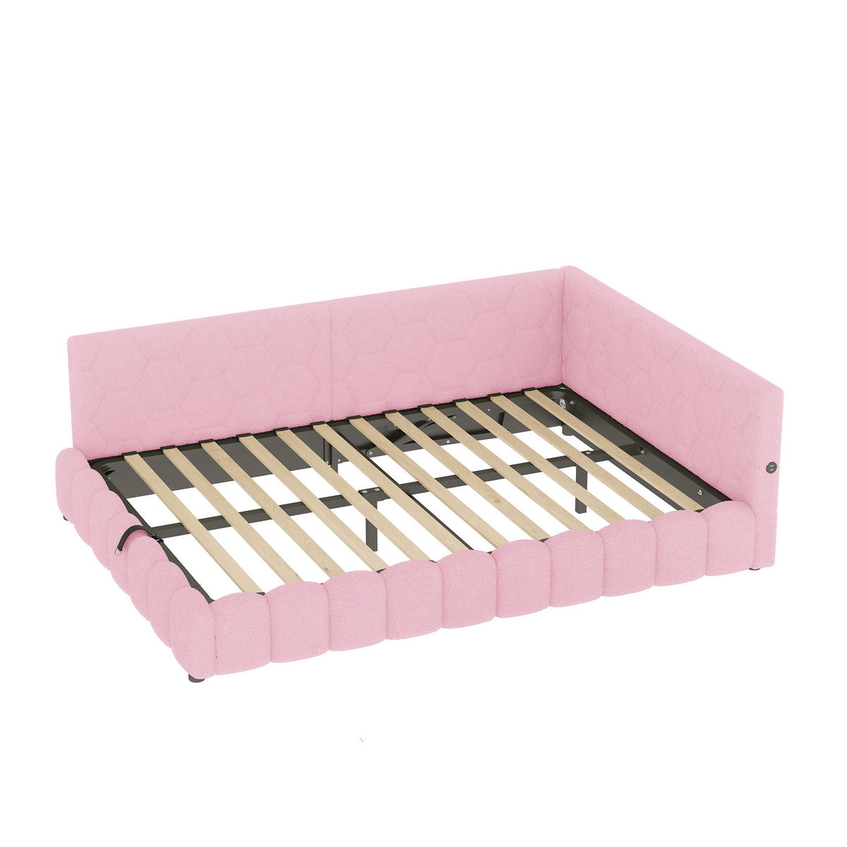 POLSTERBETT aus Vliesimitat 140x200 cm in Rosa mit LED, Stauraum & USB-C - Rosa, Textil (140/200cm) - Modfu