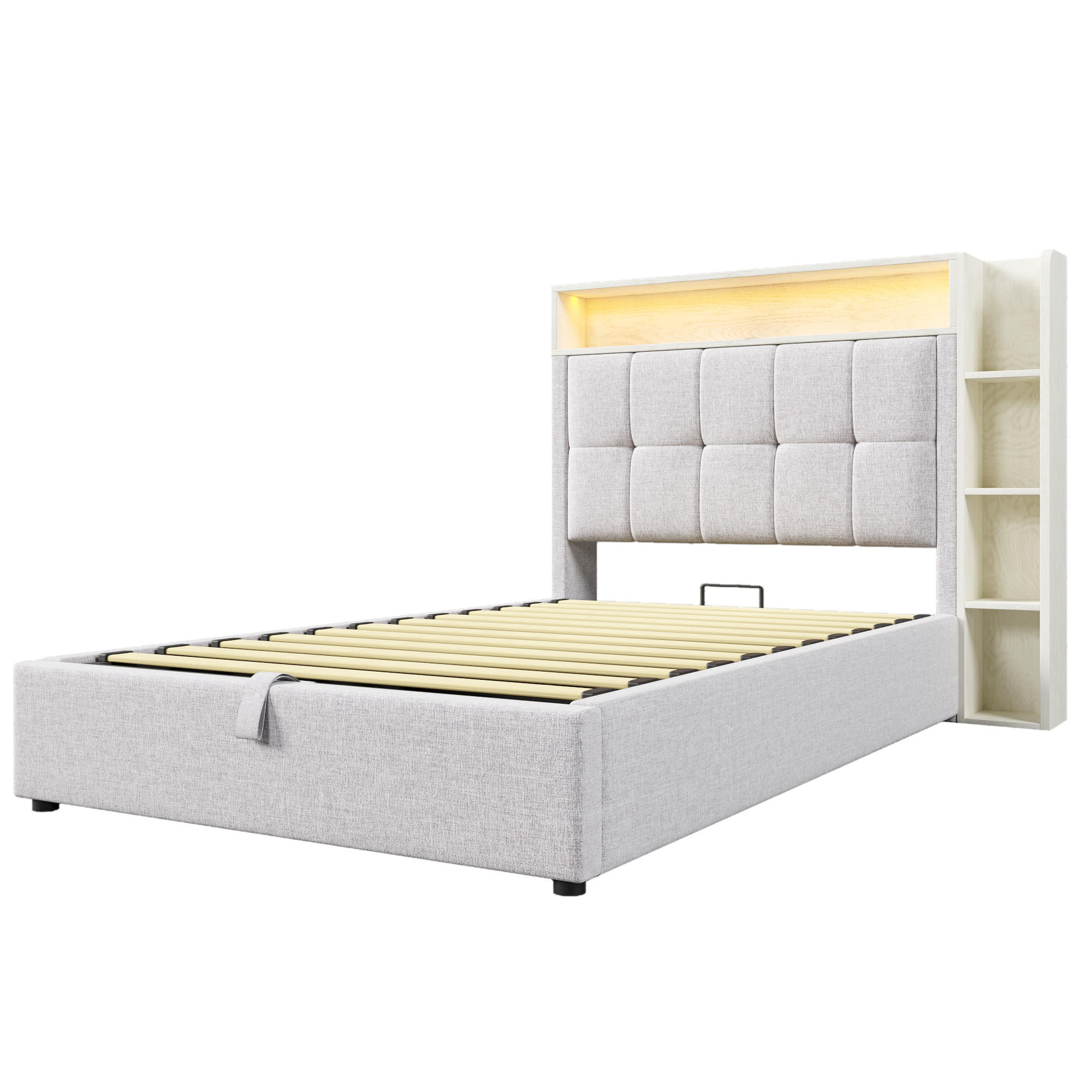 POLSTERBETT mit LED und USB Beige 90x200 cm Textil - Beige, Textil (90/200cm) - SONNENH