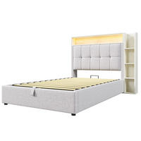 POLSTERBETT mit LED und USB Beige 90x200 cm Textil - Beige, Textil (90/200cm) - SONNENH