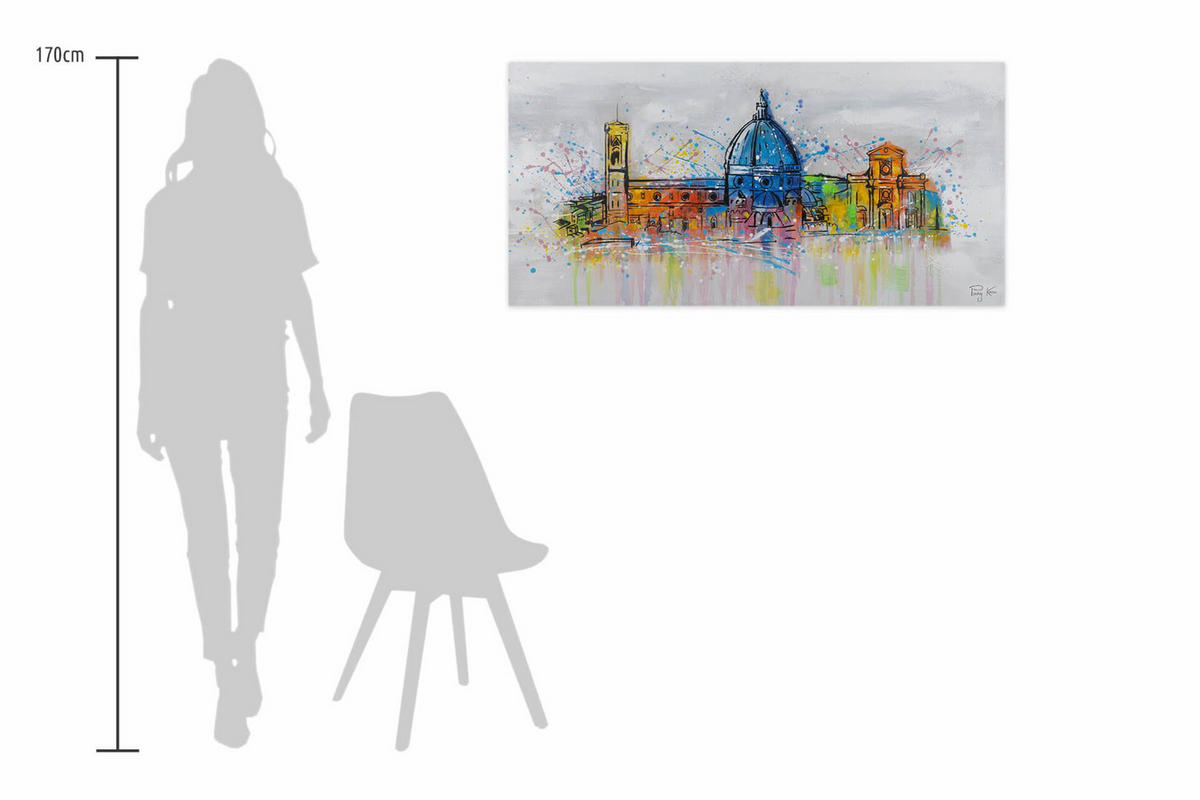 RUČNE MAĽOVANÝ AKRYLOVÝ OBRAZ 120/60 cm, sivý, krajinný motív - sivá, drevo/textil (120/60cm) - KUNSTLOFT
