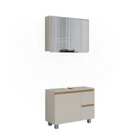 BADMÖBEL-SET J-Shape Cashmere/Artisan 2 Teile - Kaschmir/Hellgrau, Holzwerkstoff (80/60.8/33cm) - Vicco