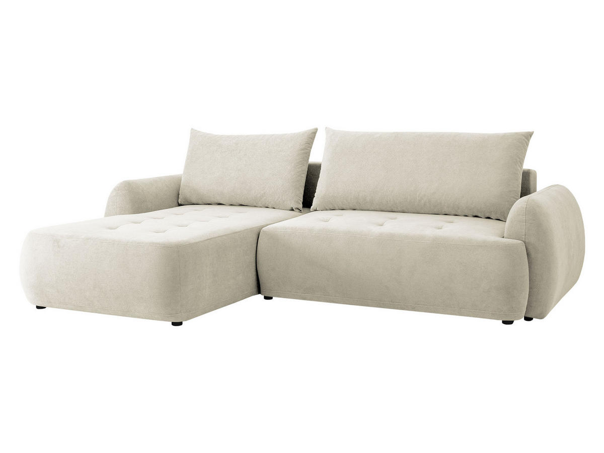 ECKSCHLAFSOFA Bueno II, Seite: Links - Creme/Schwarz, Holz/Textil (280/185cm) - MIRJAN24