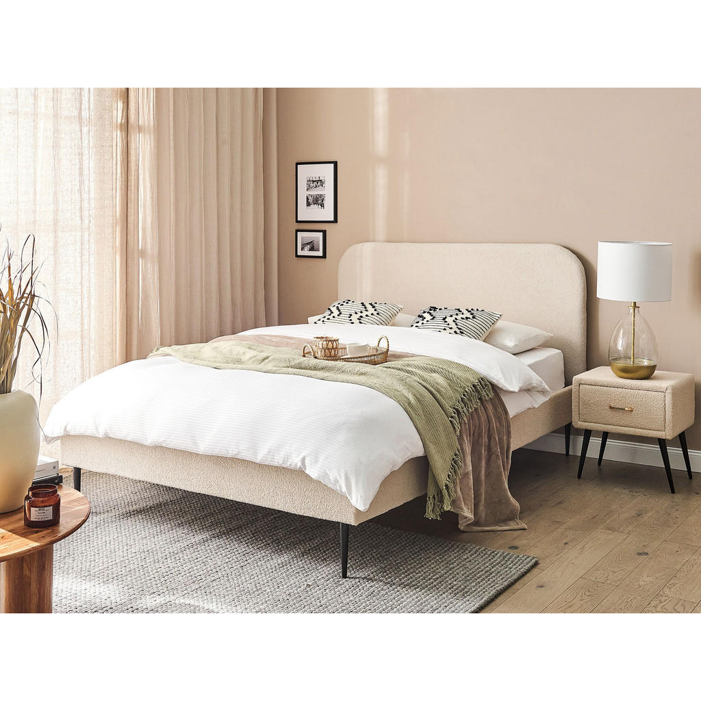 Thumbnail - Beliani Polsterbett, Beige, Schwarz, Textil, 140x200 cm, Schlafzimmer, Betten, Polsterbetten